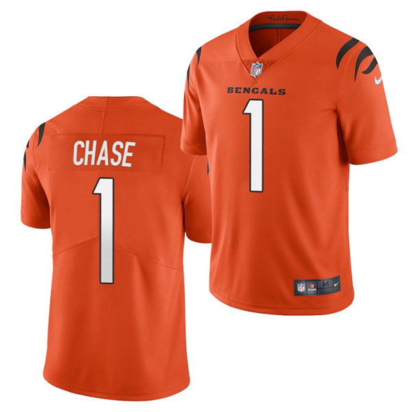 Men's Cincinnati Bengals #1 Ja'Marr Chase Orange NFL 2021 Draft Vapor Untouchable Limited Stitched Jersey